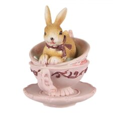 6pr4986-figurine-rabbit-9-cm-brown-pink-polyresin